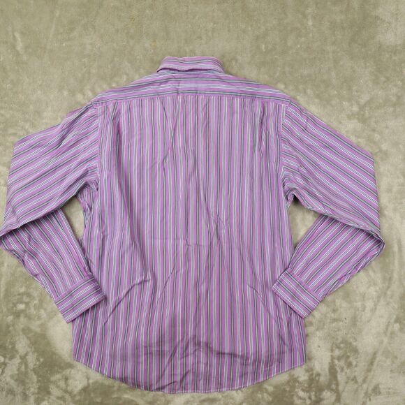 Polo Ralph Lauren Men's Vintage Purple Striped Button Up Shirt size Large - Picture 9 of 9